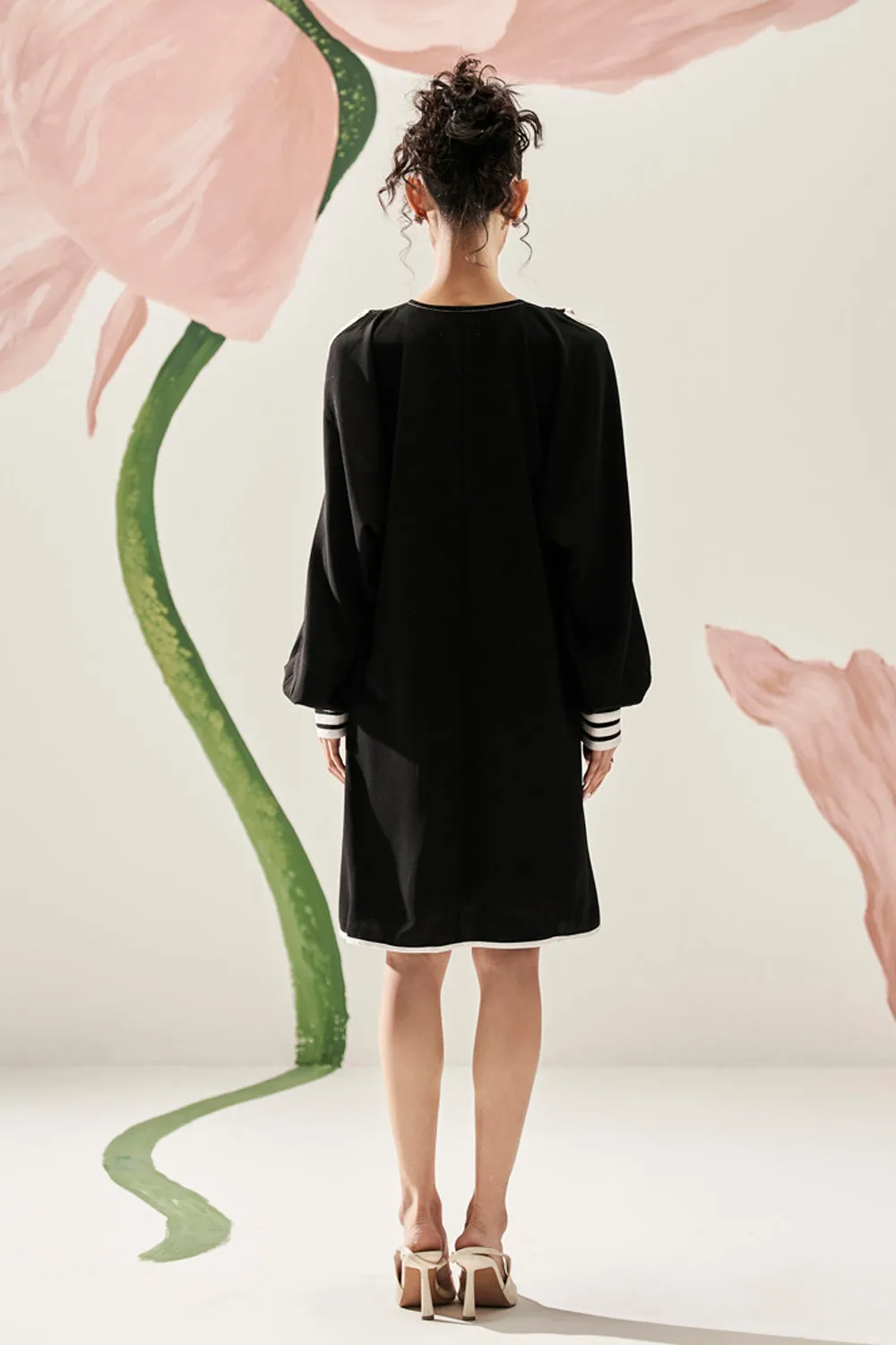 Flattering Cold Shoulder Applique Dress