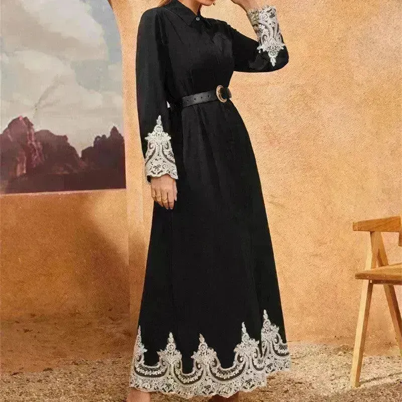 Luxurious Embroidered Blouse Lace Cardigan Dress for Beautiful Arab Dubai Turkey Middle Eastern Women