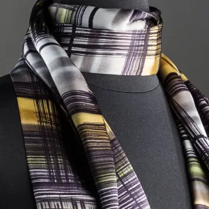 Scarf, Abstract Plaid, Pure Silk