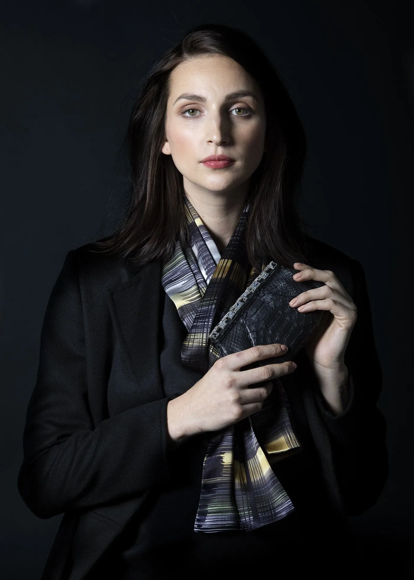 Scarf, Abstract Plaid, Pure Silk