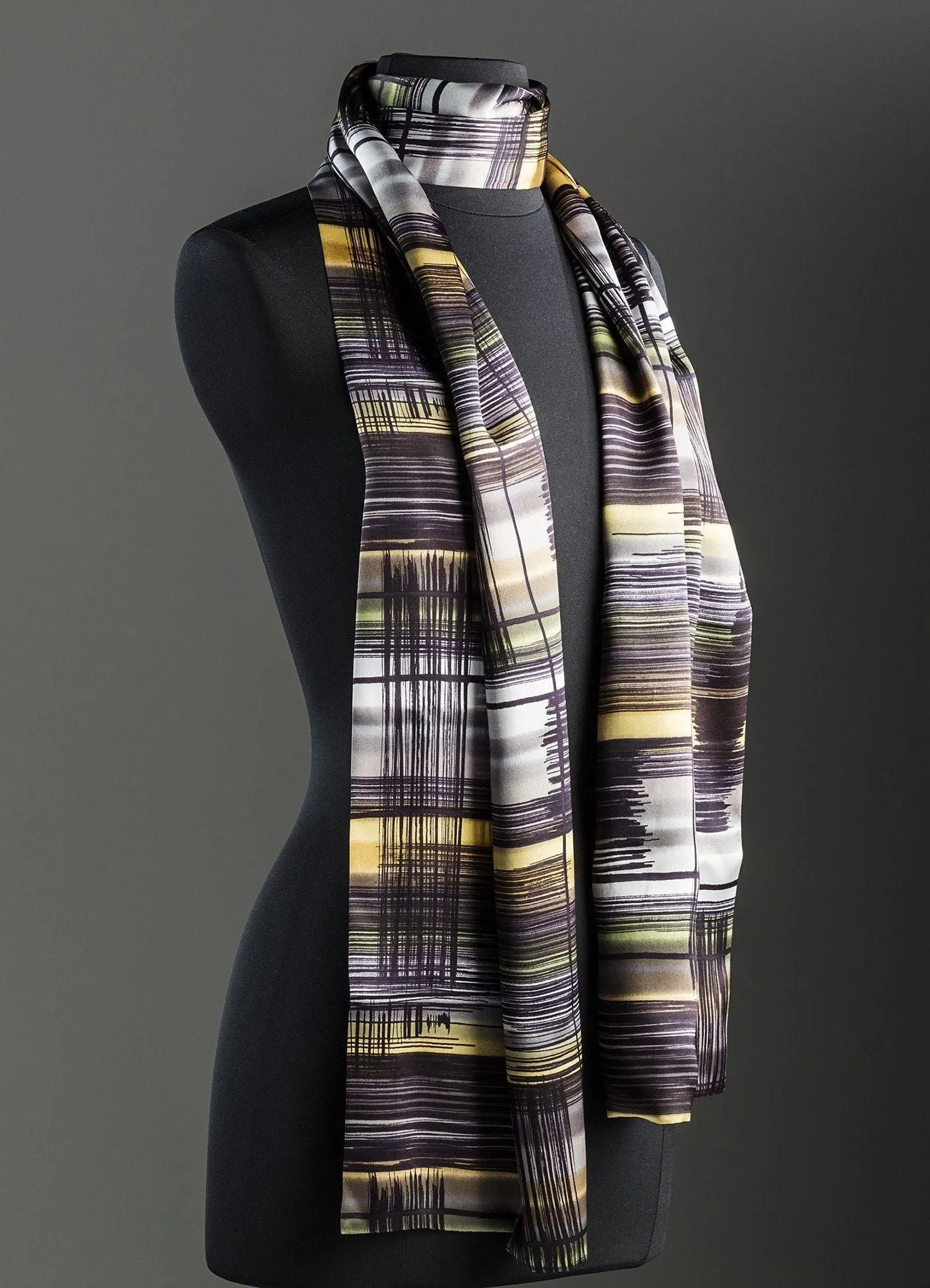 Scarf, Abstract Plaid, Pure Silk