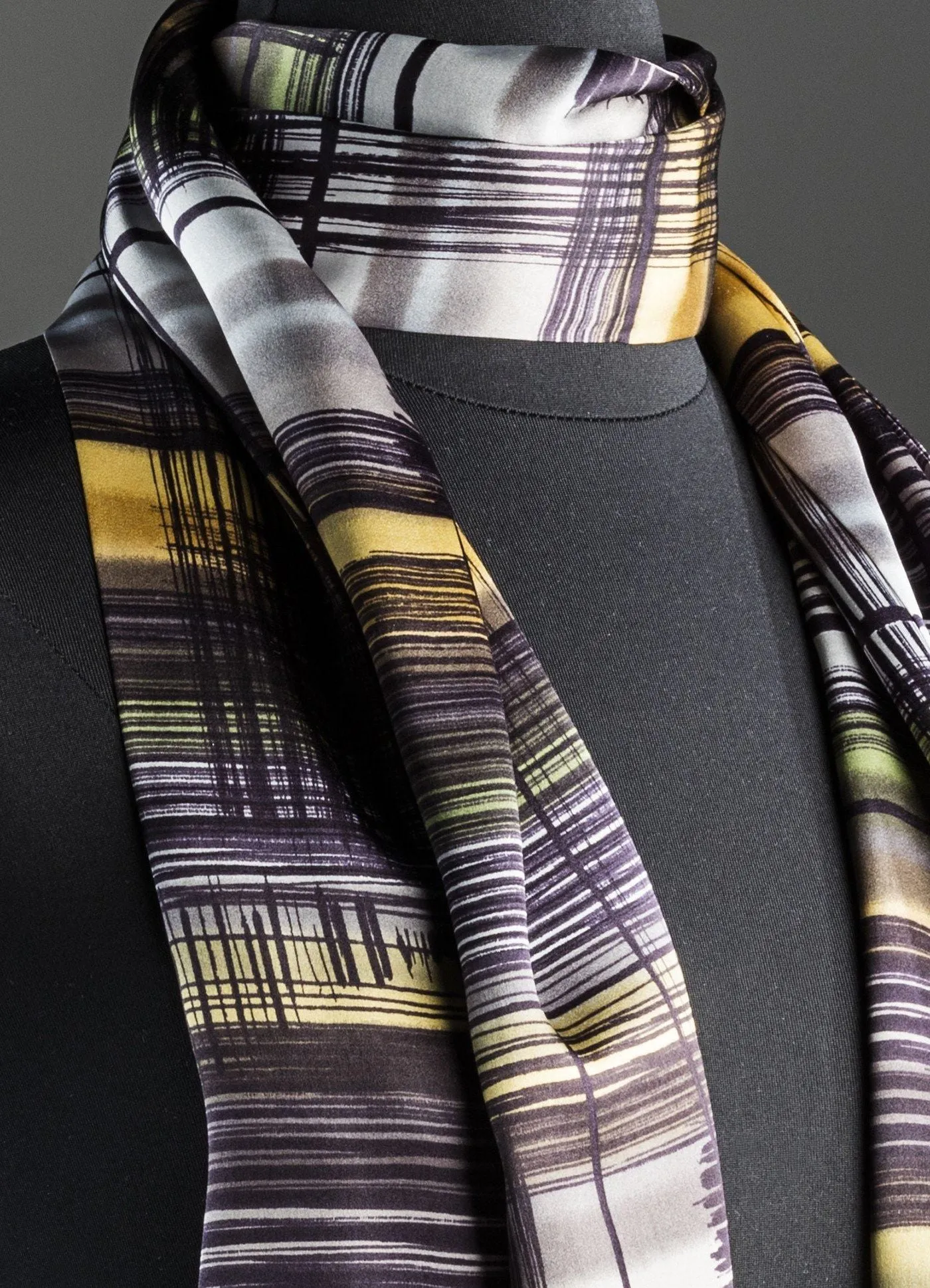 Scarf, Abstract Plaid, Pure Silk