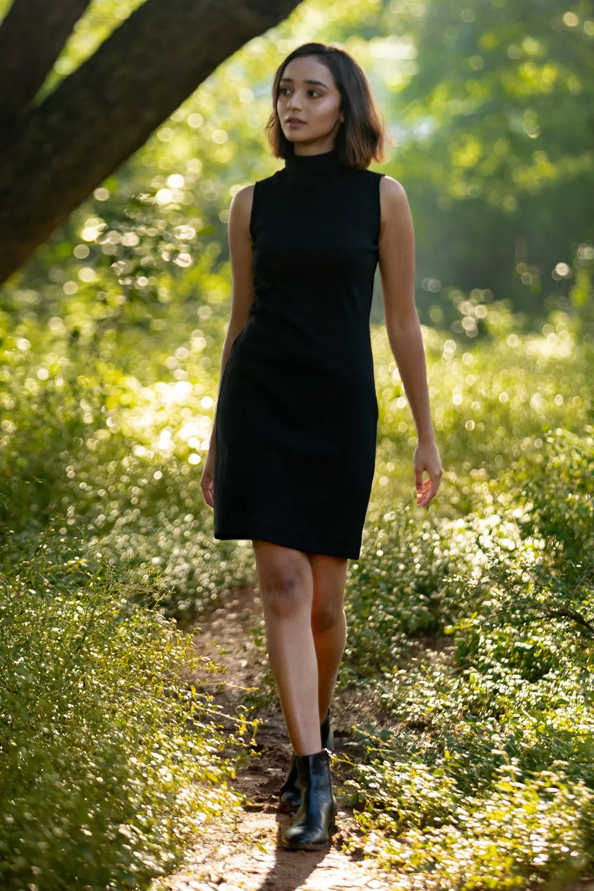 Tulip Black Rib Dress