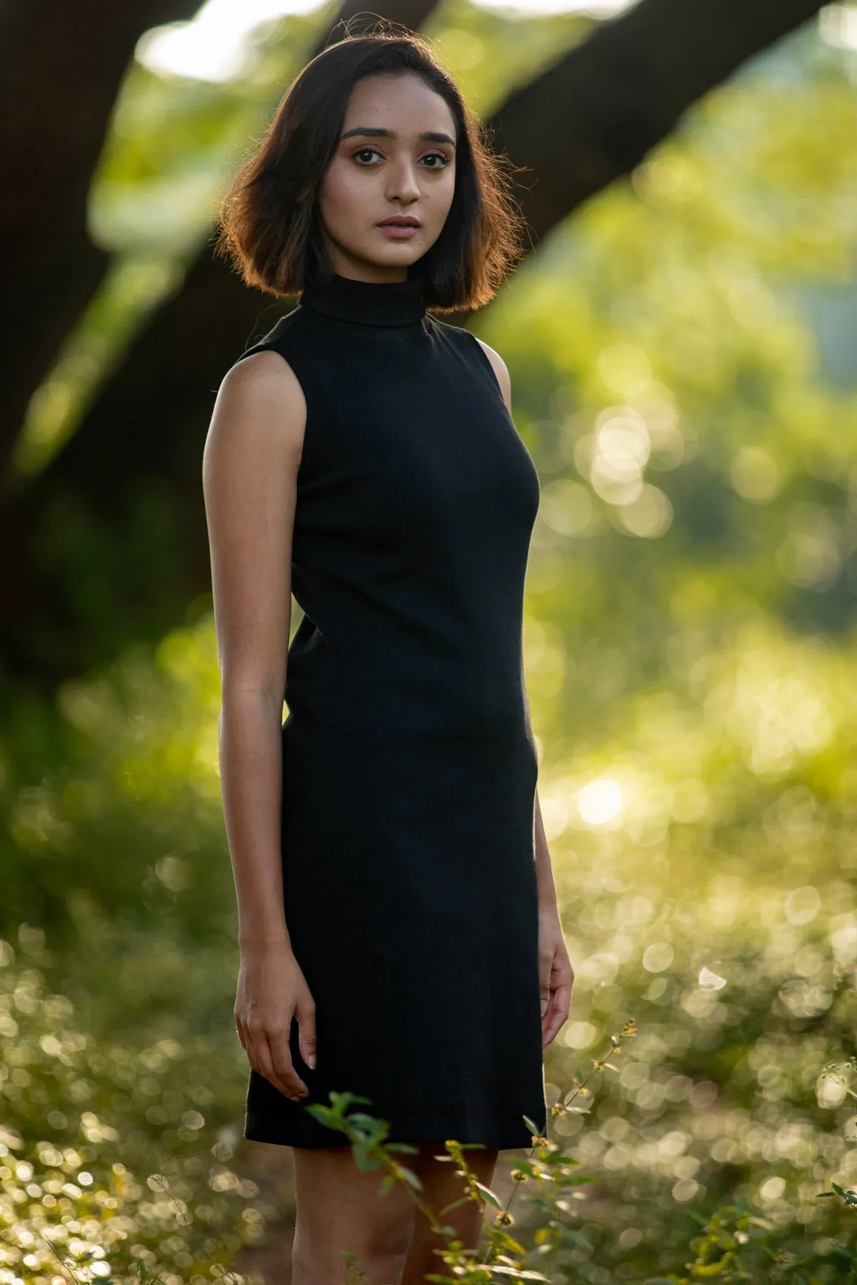 Tulip Black Rib Dress
