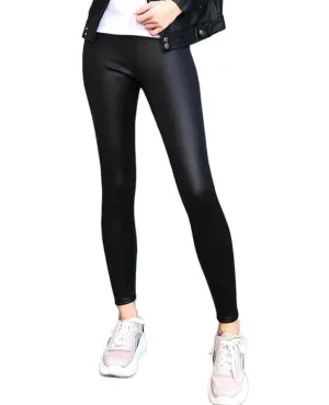 Wjczt Ladies Winter Warm Thick Velvet Faux Leather Leggings Gothic Legging Pants Punk Rock Slim Skinny Pencil Pants For Women